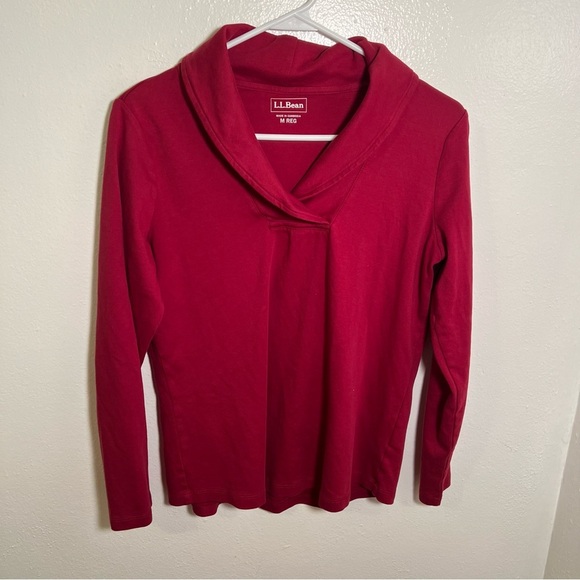 L.L. Bean Pullover Long-Sleeve Shawl Collar Top Dark Cranberry M - Picture 4 of 11